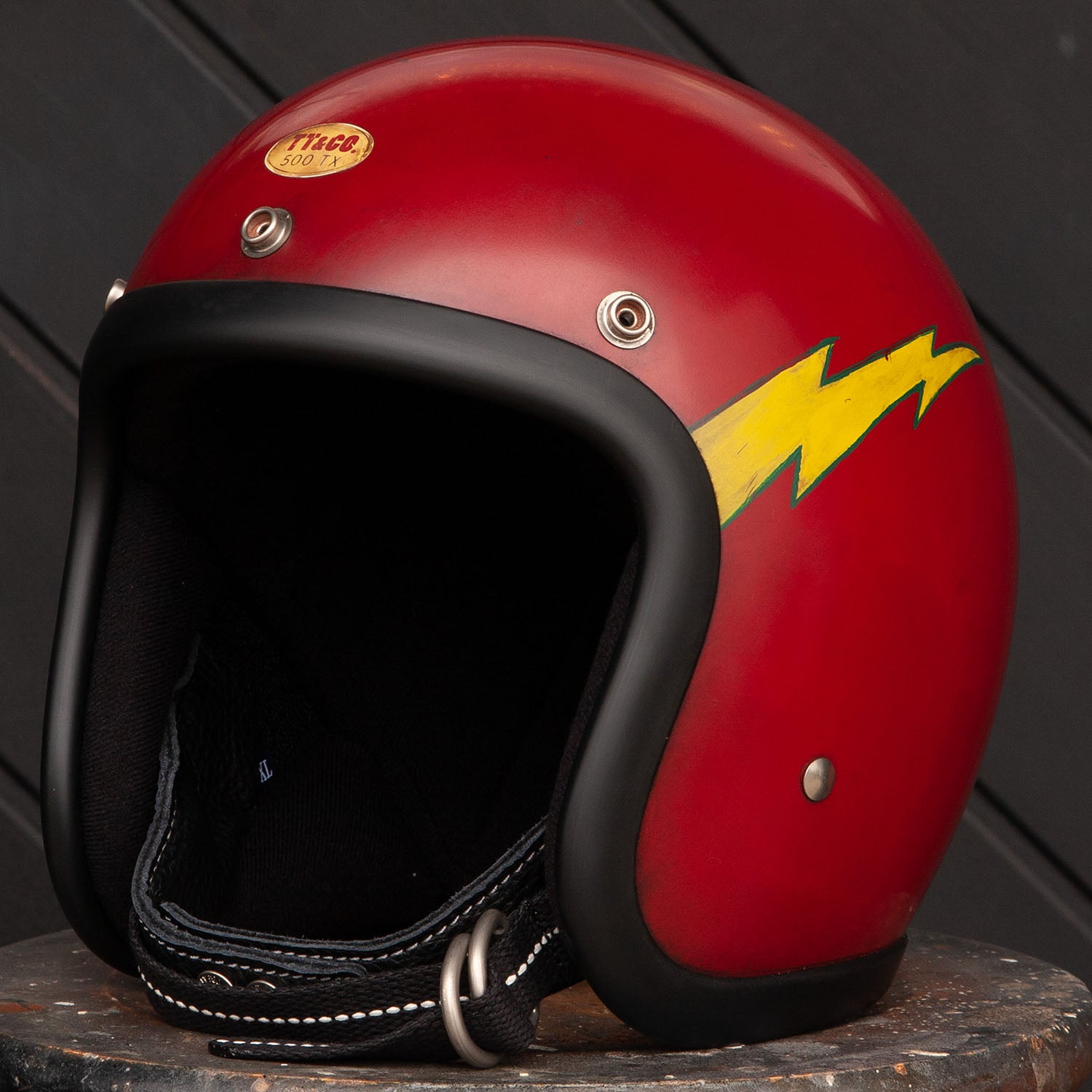 TT&CO. NEW MODEL 500-TX DISTORTION The Flash RED 3/4 OPEN FACE MOTORCYCLE HELMET NOVELTY TT&CO. NEW MODEL 500-TX DISTORTION The Flash RED 3/4 OPEN FACE MOTORCYCLE HELMET NOVELTY