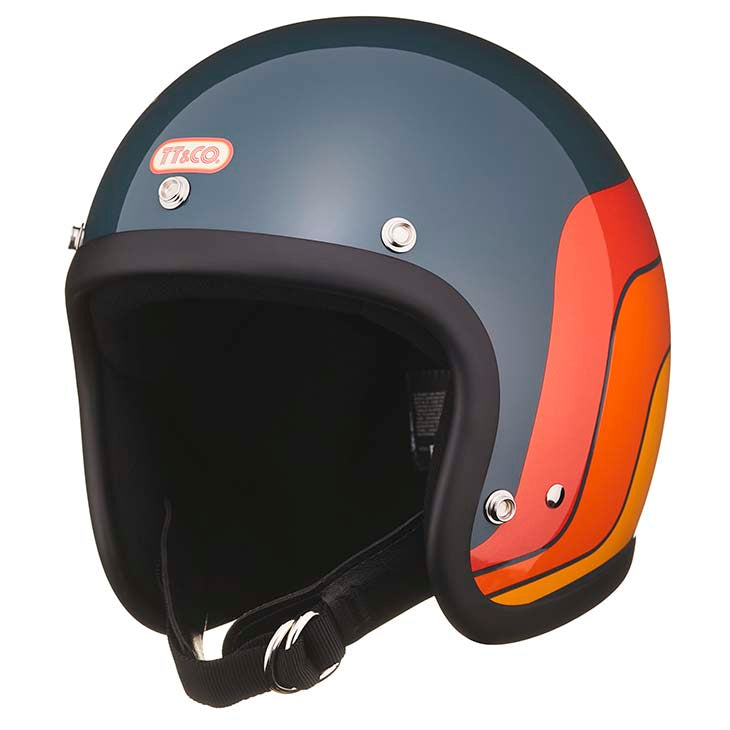 TT&CO. SUPER MAGNUM 70's LINE VINTAGE BLUE 3/4 OPEN FACE MOTORCYCLE HELMET JAPANESE / DOT STANDARD TT&CO. SUPER MAGNUM 70's LINE VINTAGE BLUE 3/4 OPEN FACE MOTORCYCLE HELMET JAPANESE / DOT STANDARD