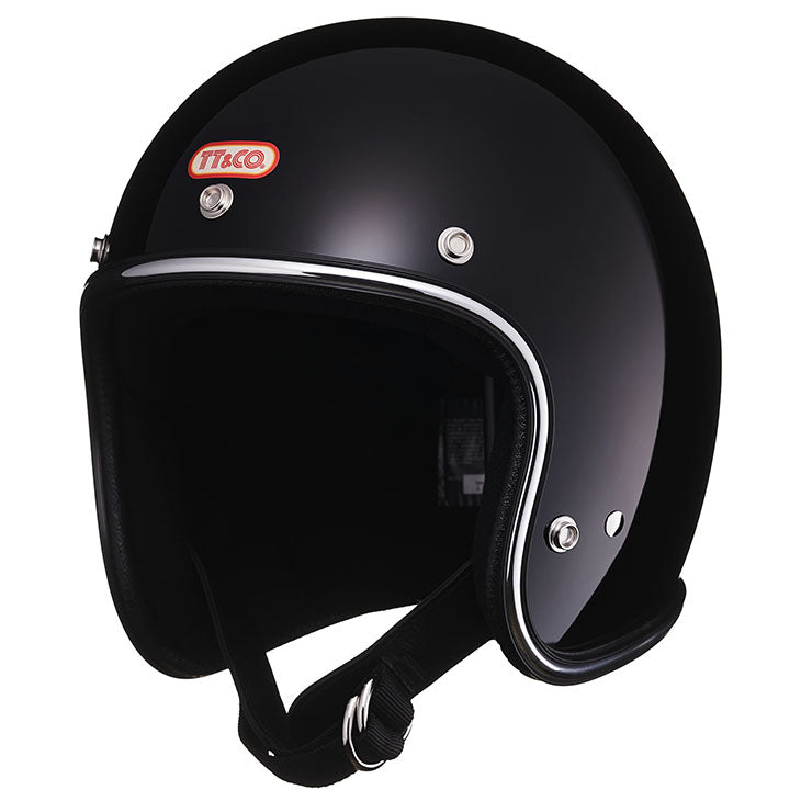 dot chrome motorcycle helmets TT&CO. SUPER MAGNUM CHROME TRIM BLACK 3/4 OPEN FACE MOTORCYCLE HELMET JAPANESE / DOT STANDARD