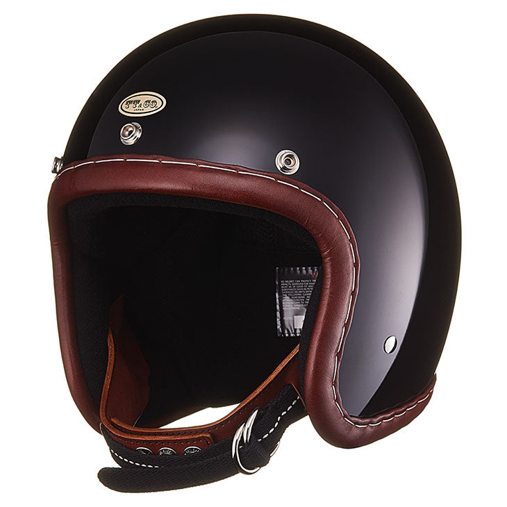 TT&CO. SUPER MAGNUM GENUINE LEATHER TRIM BROWN LEATHER BLACK 3/4 OPEN FACE MOTORCYCLE HELMET DOT TT&CO. SUPER MAGNUM GENUINE LEATHER TRIM BROWN LEATHER BLACK 3/4 OPEN FACE MOTORCYCLE HELMET DOT