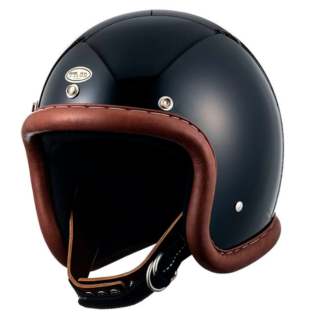 classic leather motorcycle helmets TT&CO. SUPER MAGNUM VINTAGE LEATHER TRIM BROWN BLACK 3/4 OPEN FACE MOTORCYCLE HELMET DOT