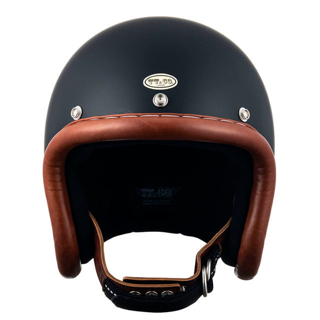 圆点超级大号复古皮革饰边棕色皮革哑光黑色