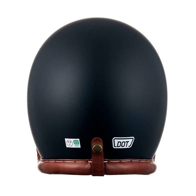 圆点超级大号复古皮革饰边棕色皮革哑光黑色