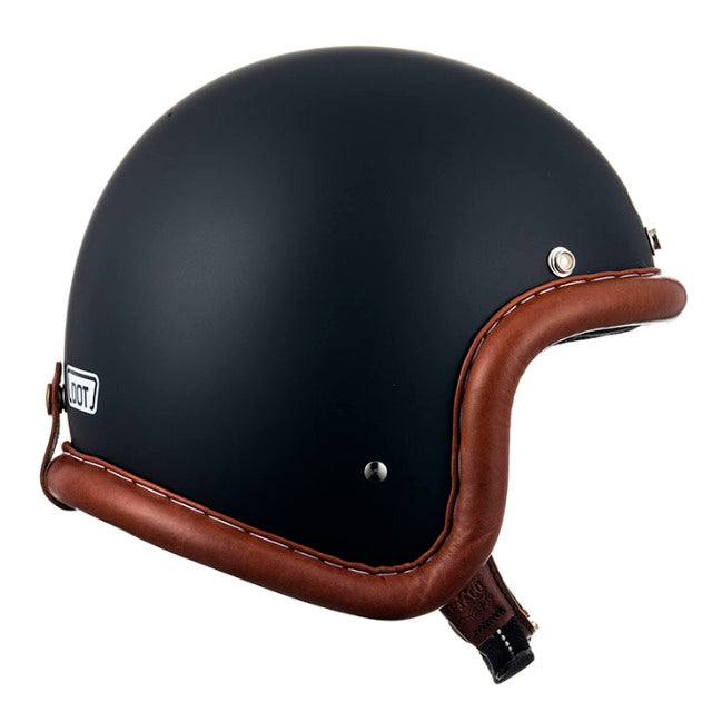 圆点超级大号复古皮革饰边棕色皮革哑光黑色