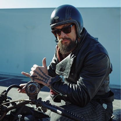 点超级马格努扭曲真皮装饰黑色皮革银色金属