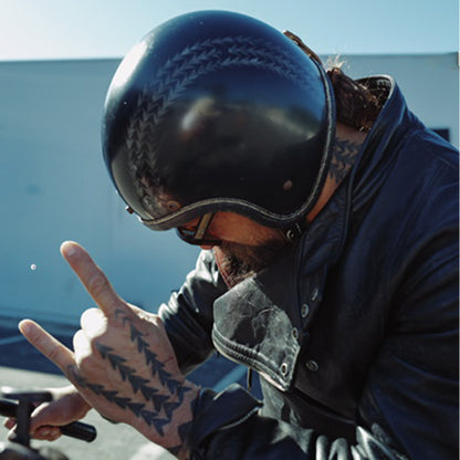 点超级马格努扭曲真皮装饰黑色皮革银色金属