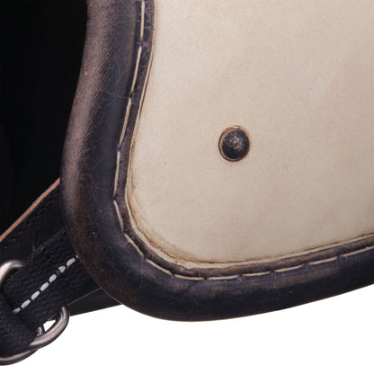 点超级马格努扭曲真皮装饰黑色皮革银色金属