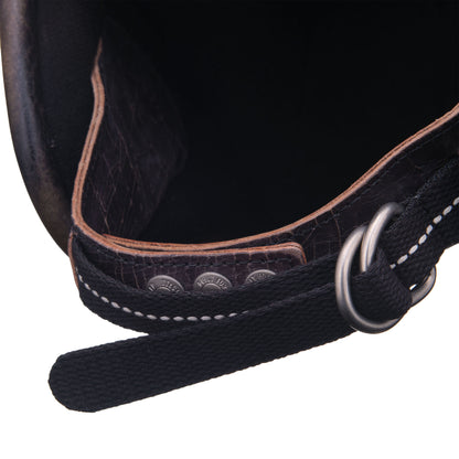 点超级马格努扭曲真皮装饰黑色皮革银色金属