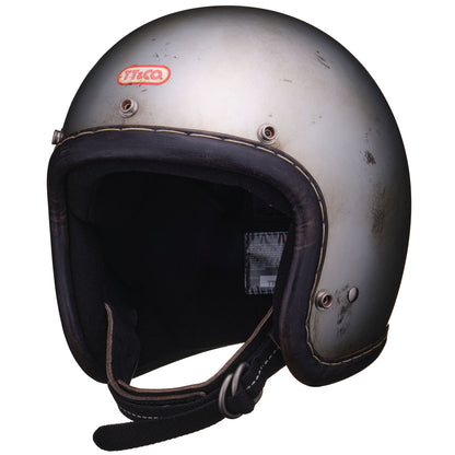 DOT SUPER MAGNUM DISTORTION GENUINE LEATHER TRIM BLACK LEATHER SILVER METALLIC