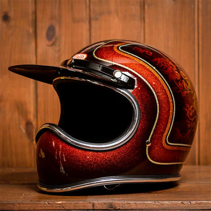 custom painted old school motorcycle helmets TT&CO. Vintage Cracked Paint PATINA ART ONLY ONE 024 – TT AND CO GLOBAL