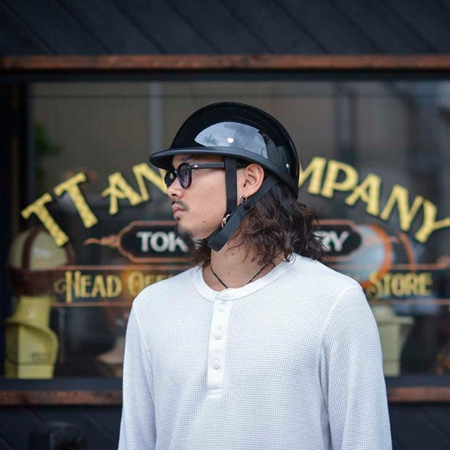 TT&CO. USA JOCKEY BLACK HALF HELMET MOTORCYCLE HELMET NOVELTY – TT 