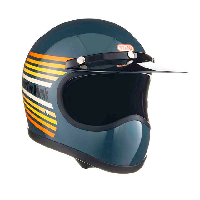 TT&CO. TOECUTTER SG/DOT RAINBOW VINTAGE BLUE SMALL FULL FACE MOTORCYCLE ...