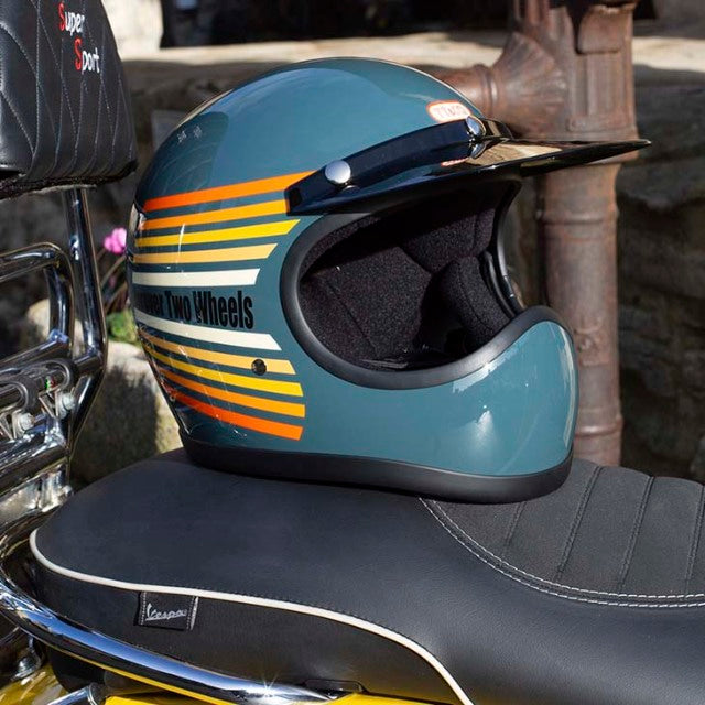 TT&CO. TOECUTTER SG/DOT RAINBOW VINTAGE BLUE SMALL FULL FACE MOTORCYCLE ...