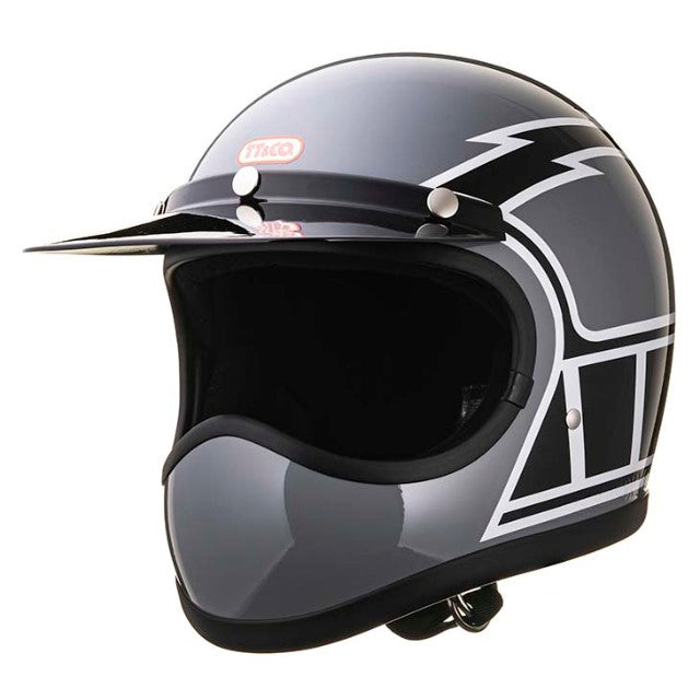 TT&CO. TOECUTTER SG/DOT STROBEFLASH GRAY SMALL FULL FACE MOTORCYCLE ...