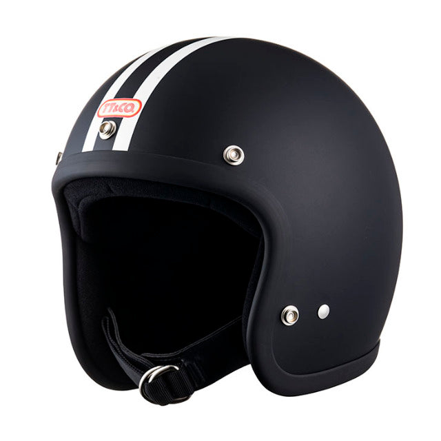 TT&CO. SUPER MAGNUM TWO LINES MATT BLACK 3/4 OPEN FACE MOTORCYCLE ...